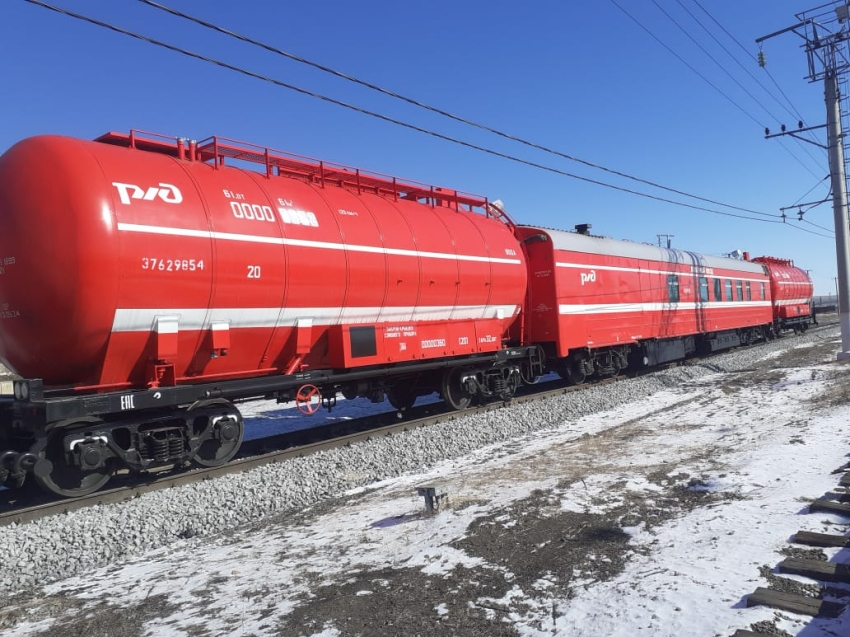 Пожарный поезд нового поколения поставили на дежурство на станцию Борзя в Zабайкалье 